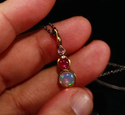 925 silver rainbow opal pendant