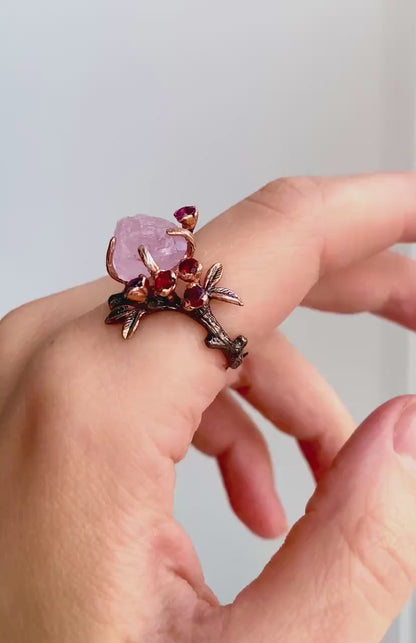 925 sterling silver pink morganite branch ring
