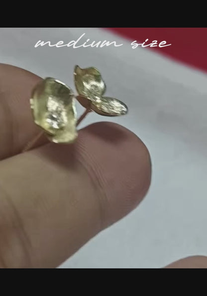 14K Gold Diamond Flower Stud Earrings