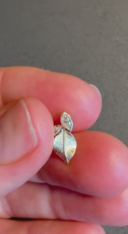 14K Gold Leaf Diamond Necklace