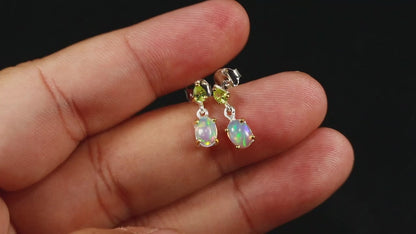 925 silver opal gemstone earrings