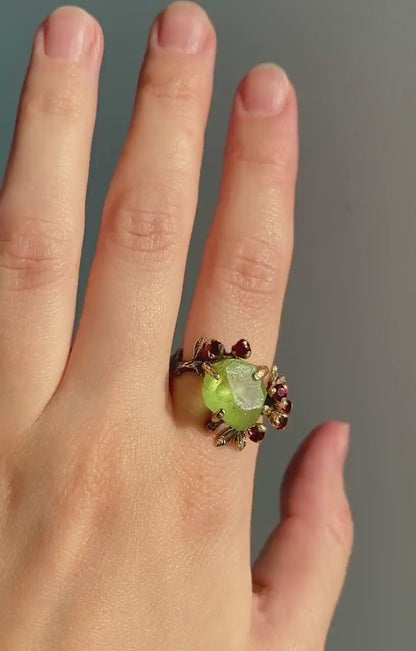 925 sterling silver green peridot branch ring