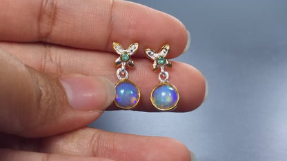 925 Silver Opal Butterfly Earrings