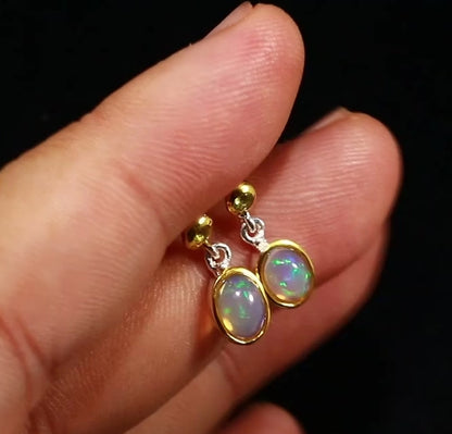 925 Silver Opal Dainty Earrings