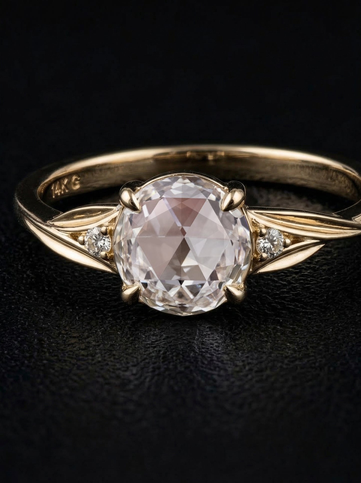 14K Gold Rose Cut Diamond Engagement Ring