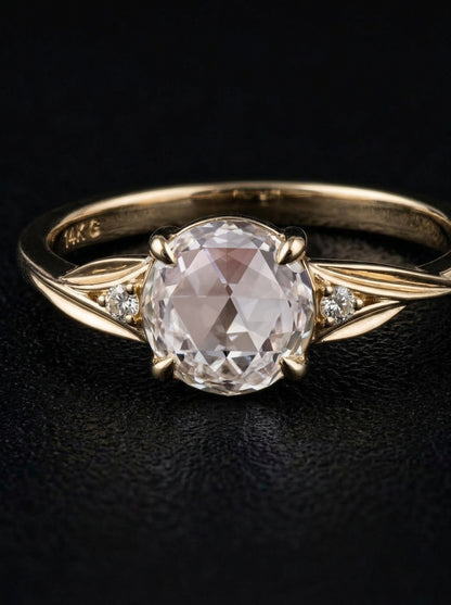 14K Gold Rose Cut Diamond Engagement Ring