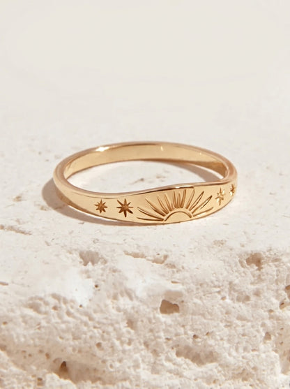 14K Gold Sunrise Stars Ring