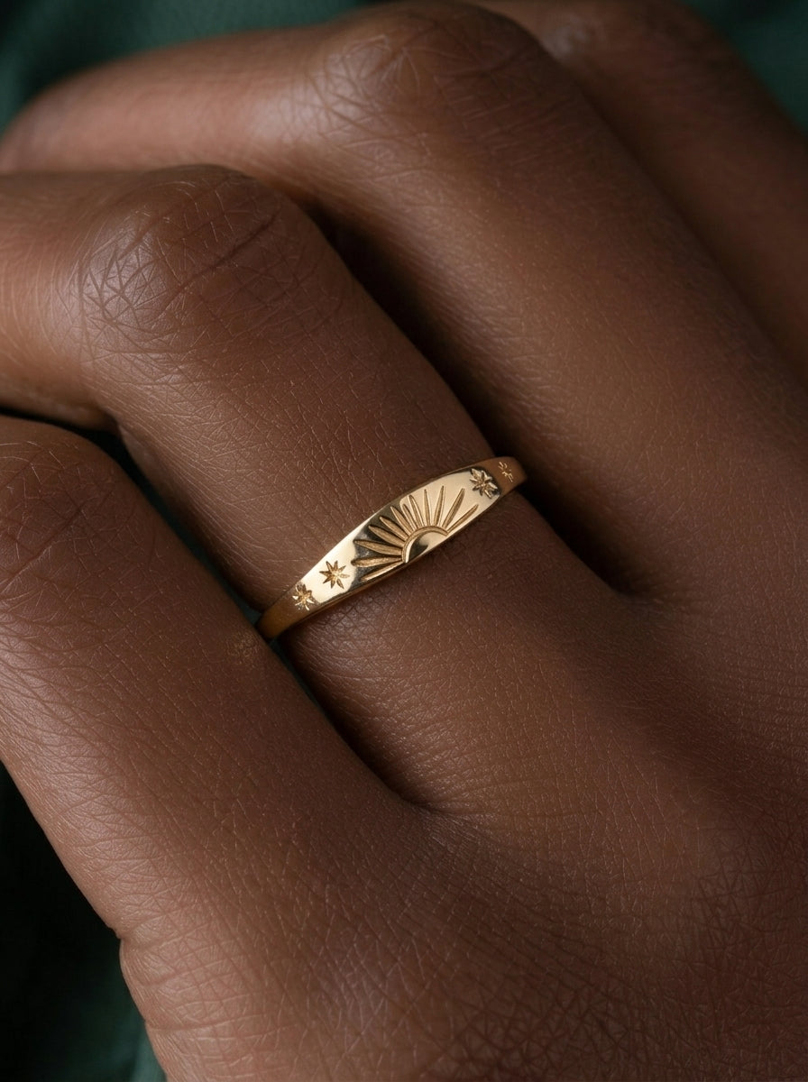 14K Gold Sunrise Stars Ring