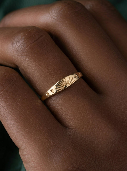 14K Gold Sunrise Stars Ring