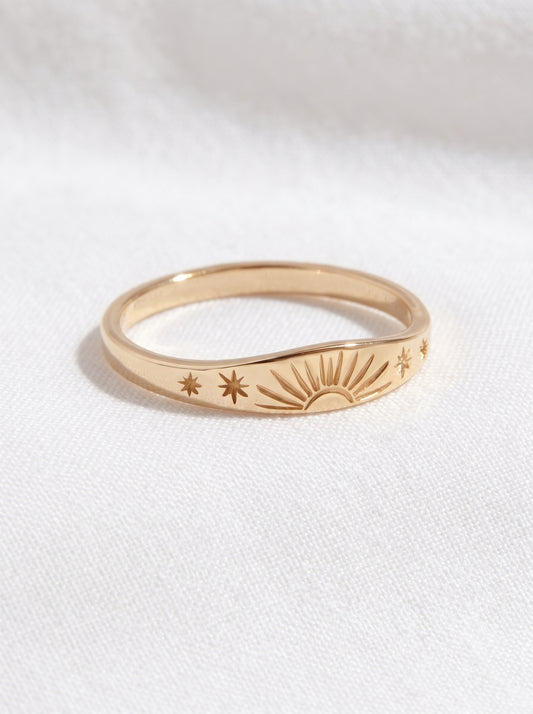 14K Gold Sunrise Stars Ring