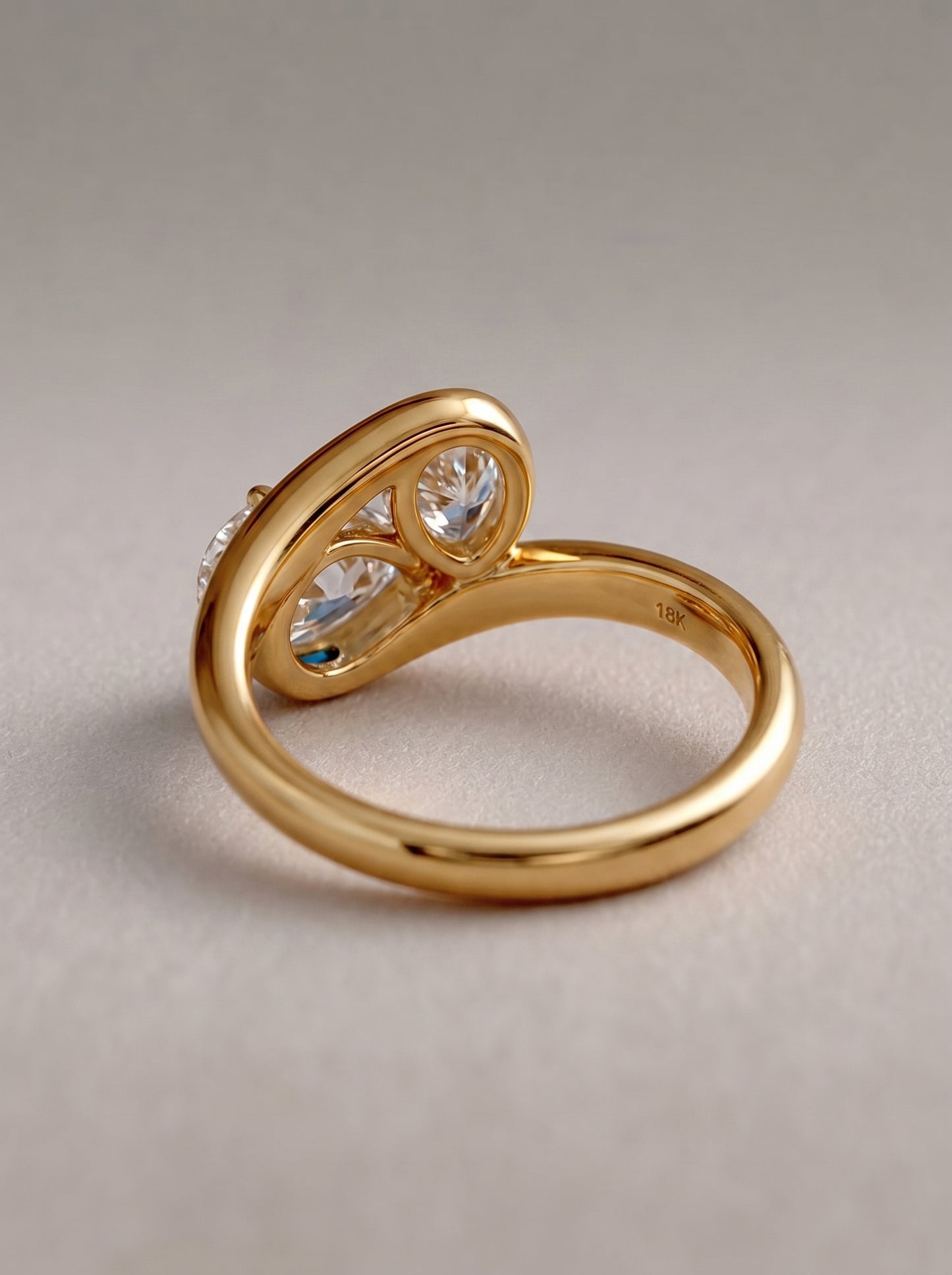 14K Gold Toi Et Moi Pear Diamond Ring