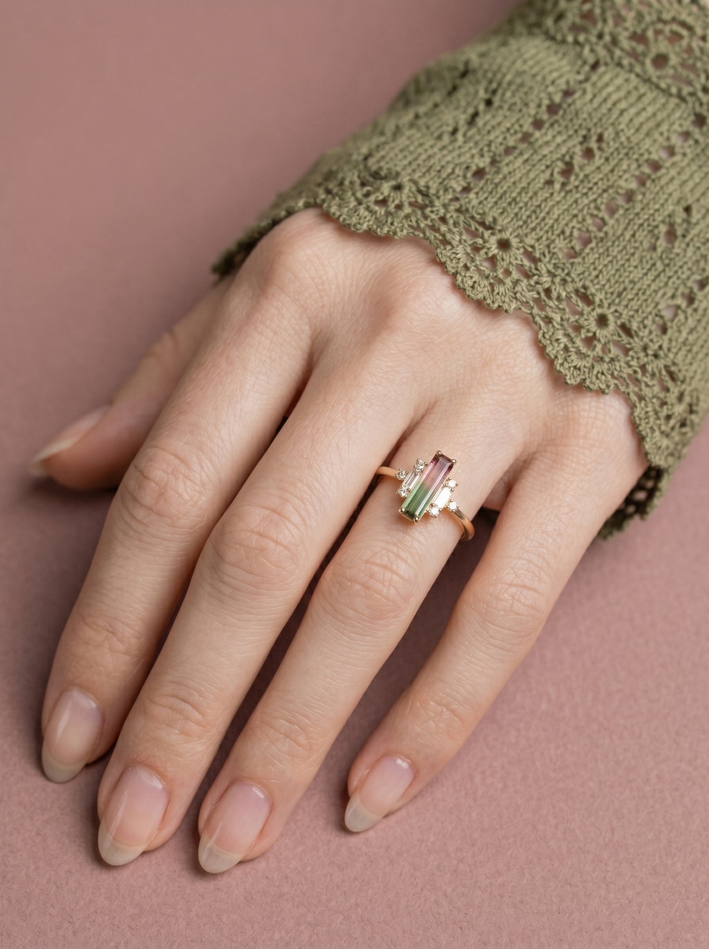 14K Gold Watermelon Tourmaline Ring
