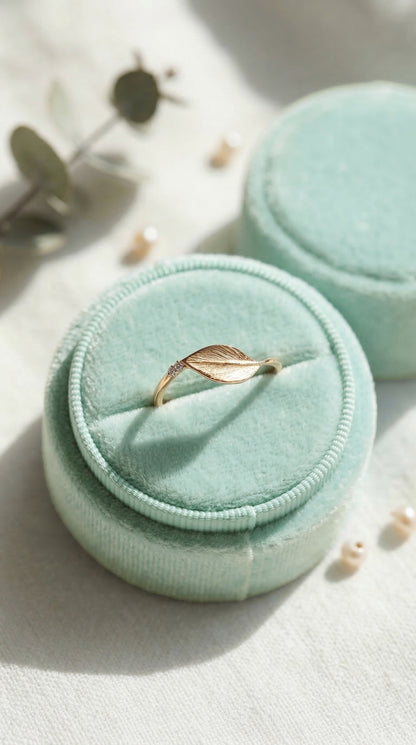 14K Gold Leaf Diamond Ring