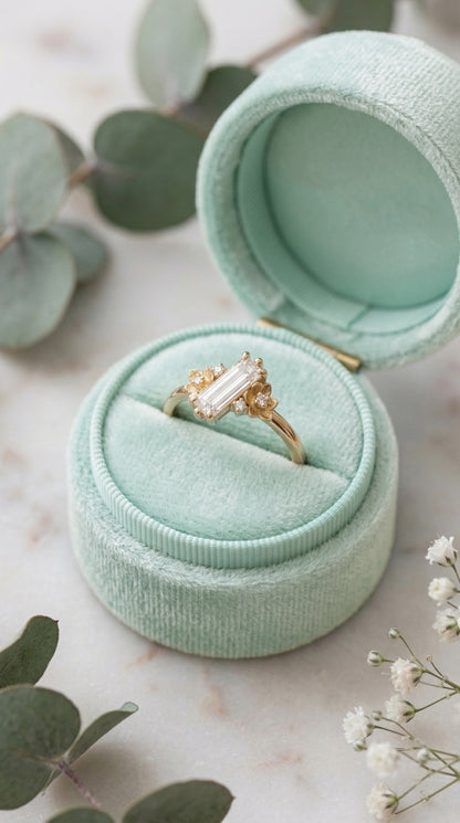 14K Gold Baguette Diamond Floral Ring