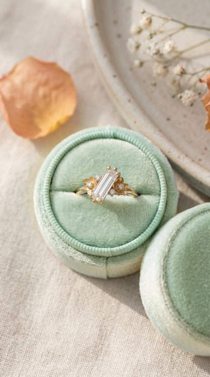 14K Gold Baguette Diamond Floral Ring