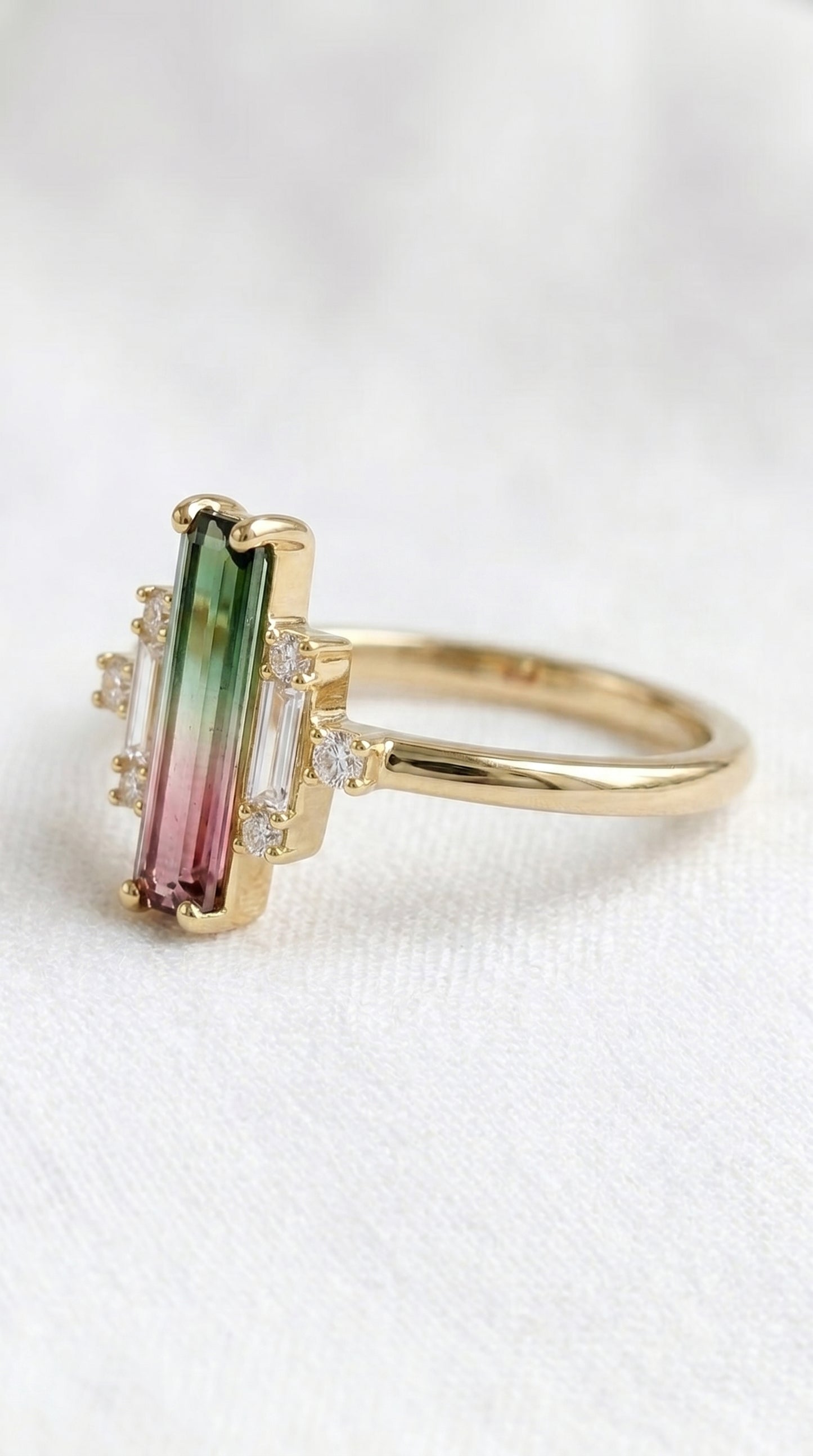 14K Gold Watermelon Tourmaline Ring