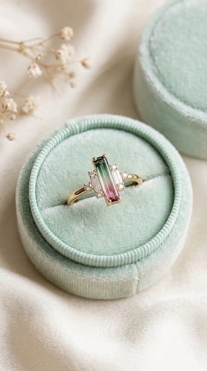 14K Gold Watermelon Tourmaline Ring