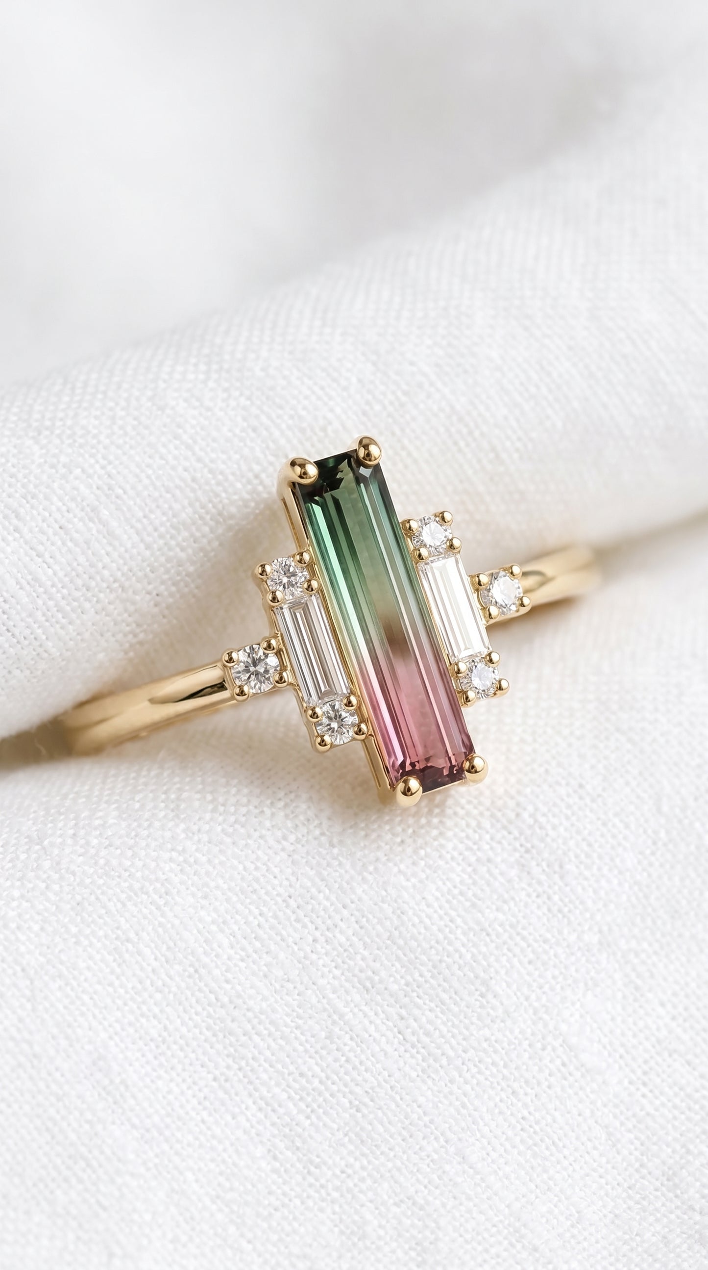 14K Gold Watermelon Tourmaline Ring