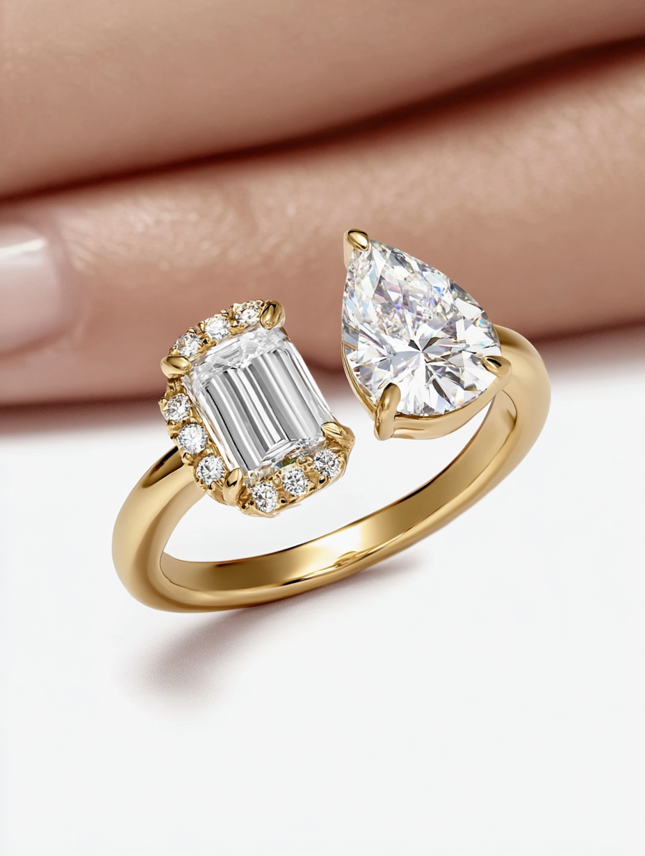 14K Gold Toi Et Moi Diamond Ring