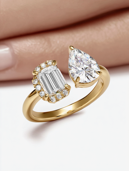 14K Gold Toi Et Moi Diamond Ring