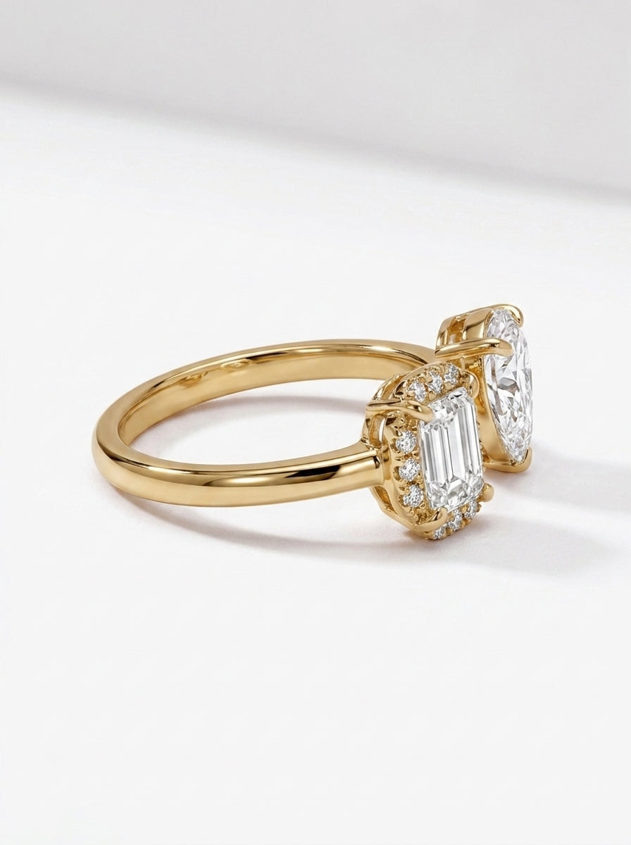 14K Gold Toi Et Moi Diamond Ring