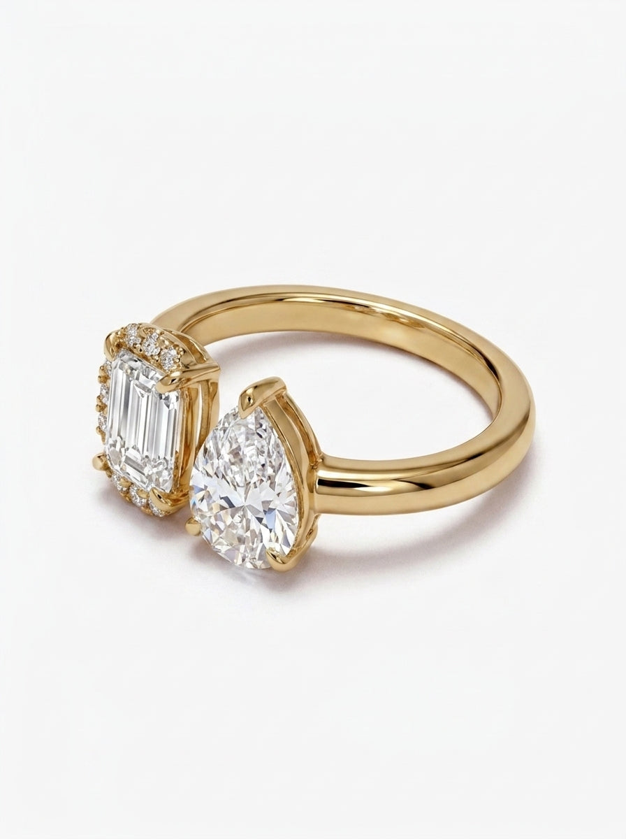 14K Gold Toi Et Moi Diamond Ring