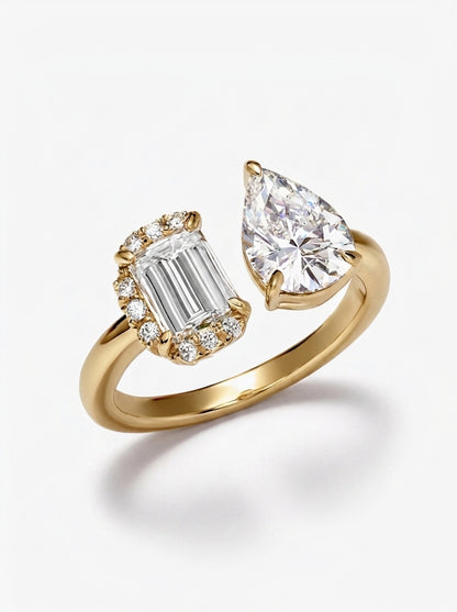 14K Gold Toi Et Moi Diamond Ring