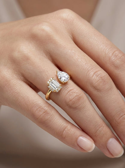 14K Gold Toi Et Moi Diamond Ring