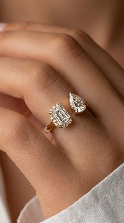 14K Gold Toi Et Moi Diamond Ring