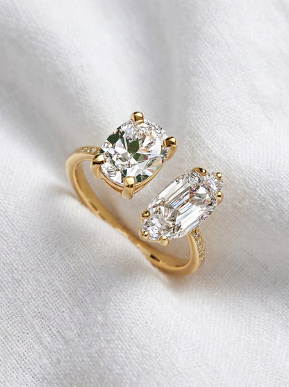 14K Gold Toi Et Moi Diamond Open Ring