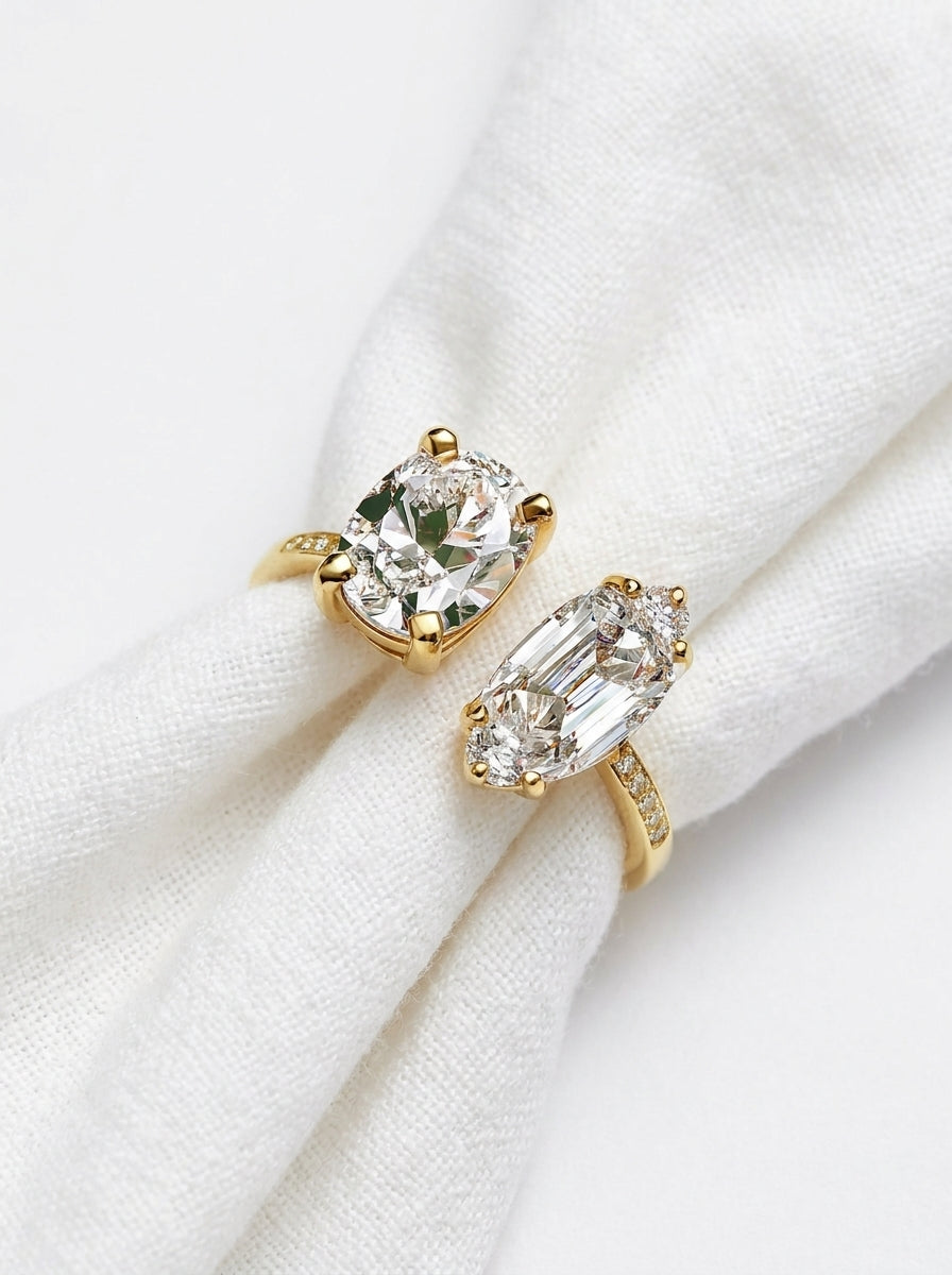 14K Gold Toi Et Moi Diamond Open Ring