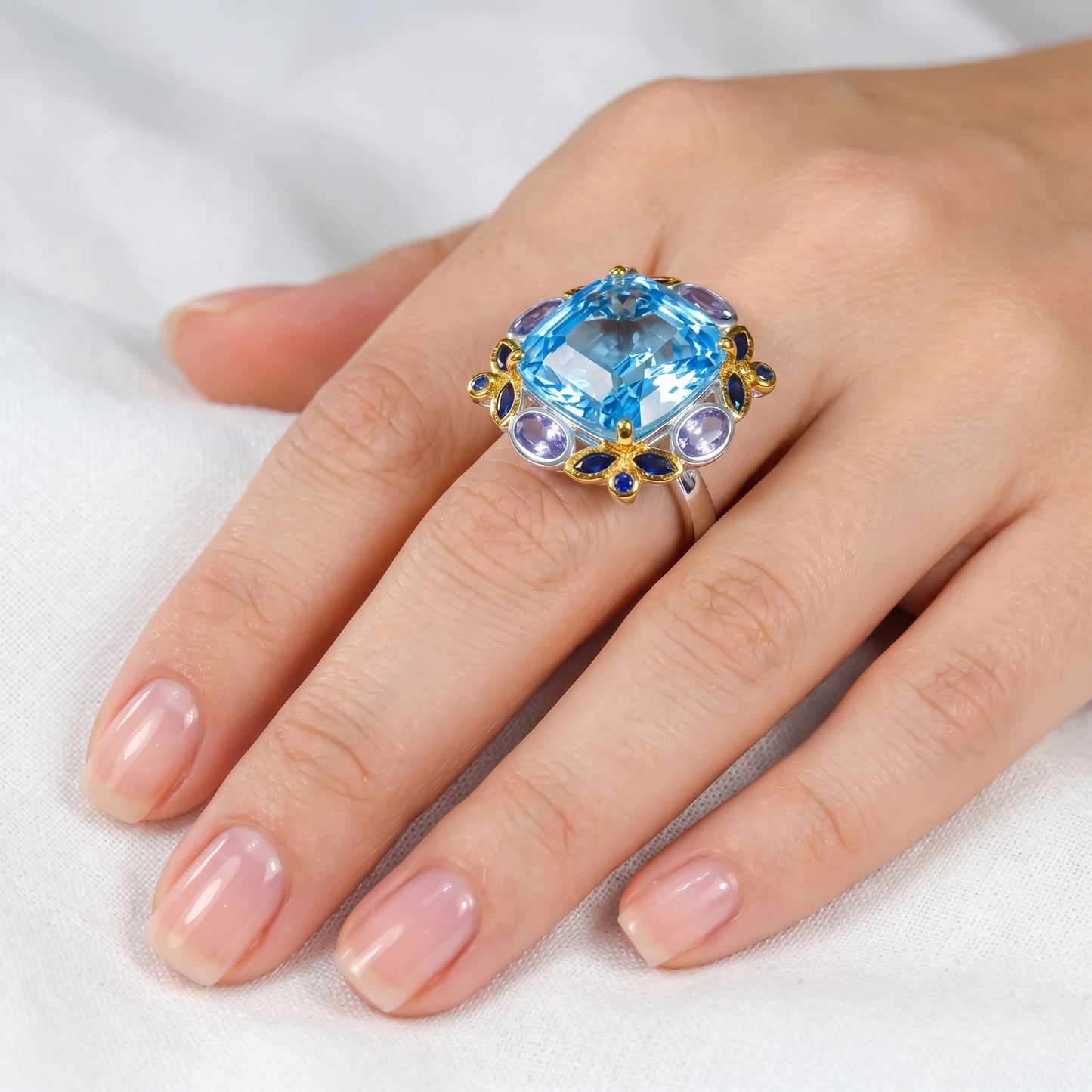 925 Silver Swiss Blue Topaz Ring