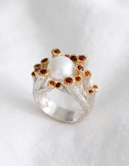 925 Sterling Silver Pearl Ocean Ring